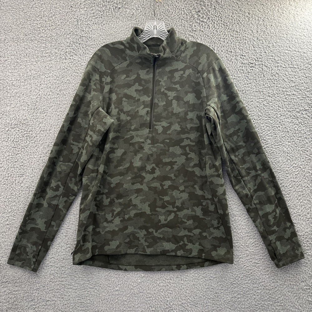 Lululemon Surge Warm 1/2 Zip Pullover Jacquard Green Camo Athletic Men's Large